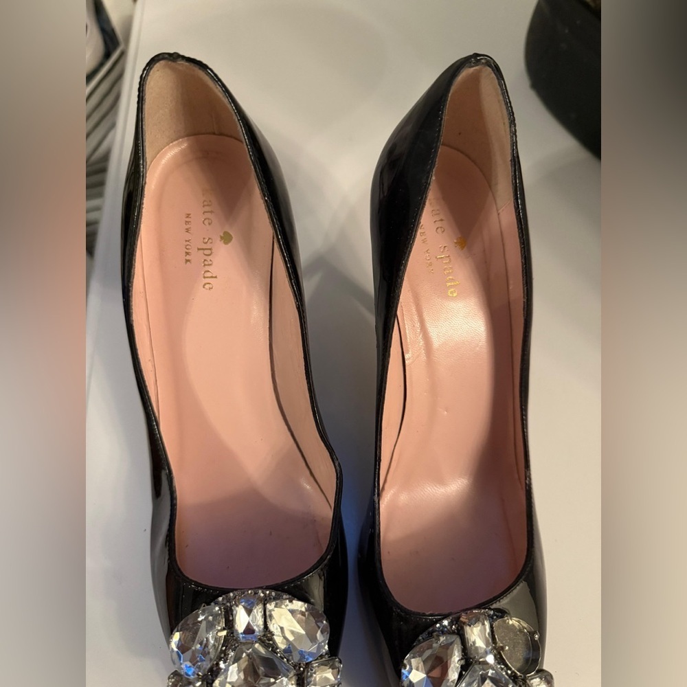Kate Spade Black Heels with Crystal Embellishments - Picture 6 of 7